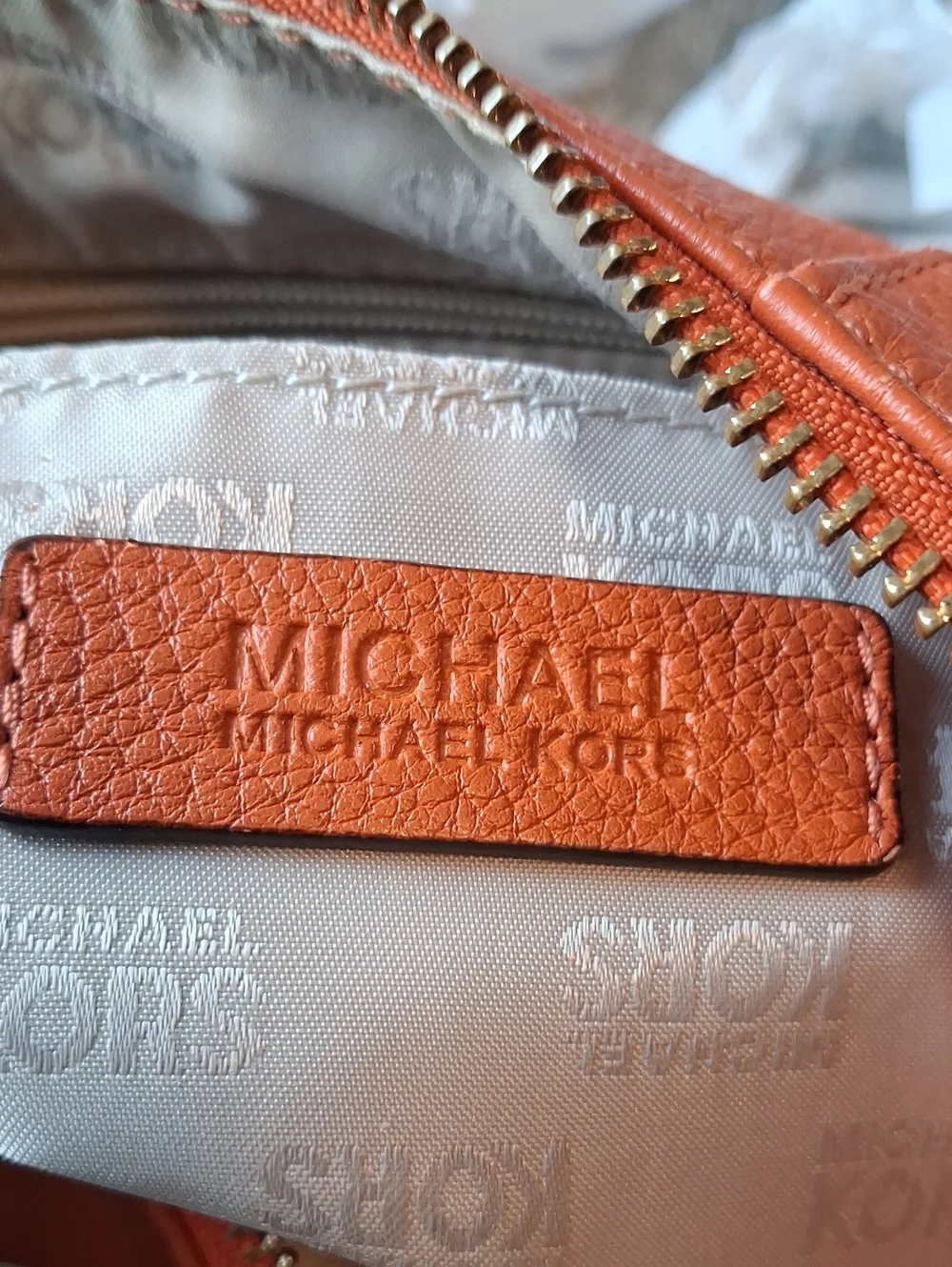 Michael Kors Orange Pebbled Leather Convertible Hobo Bag